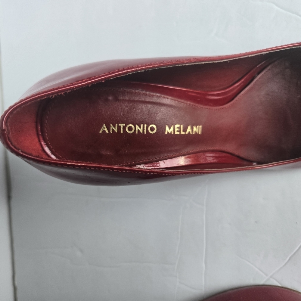 ANTONIO MELANI, Elegant Red Peep-Toe Heels.Size 6.5 M - Picture 4 of 7